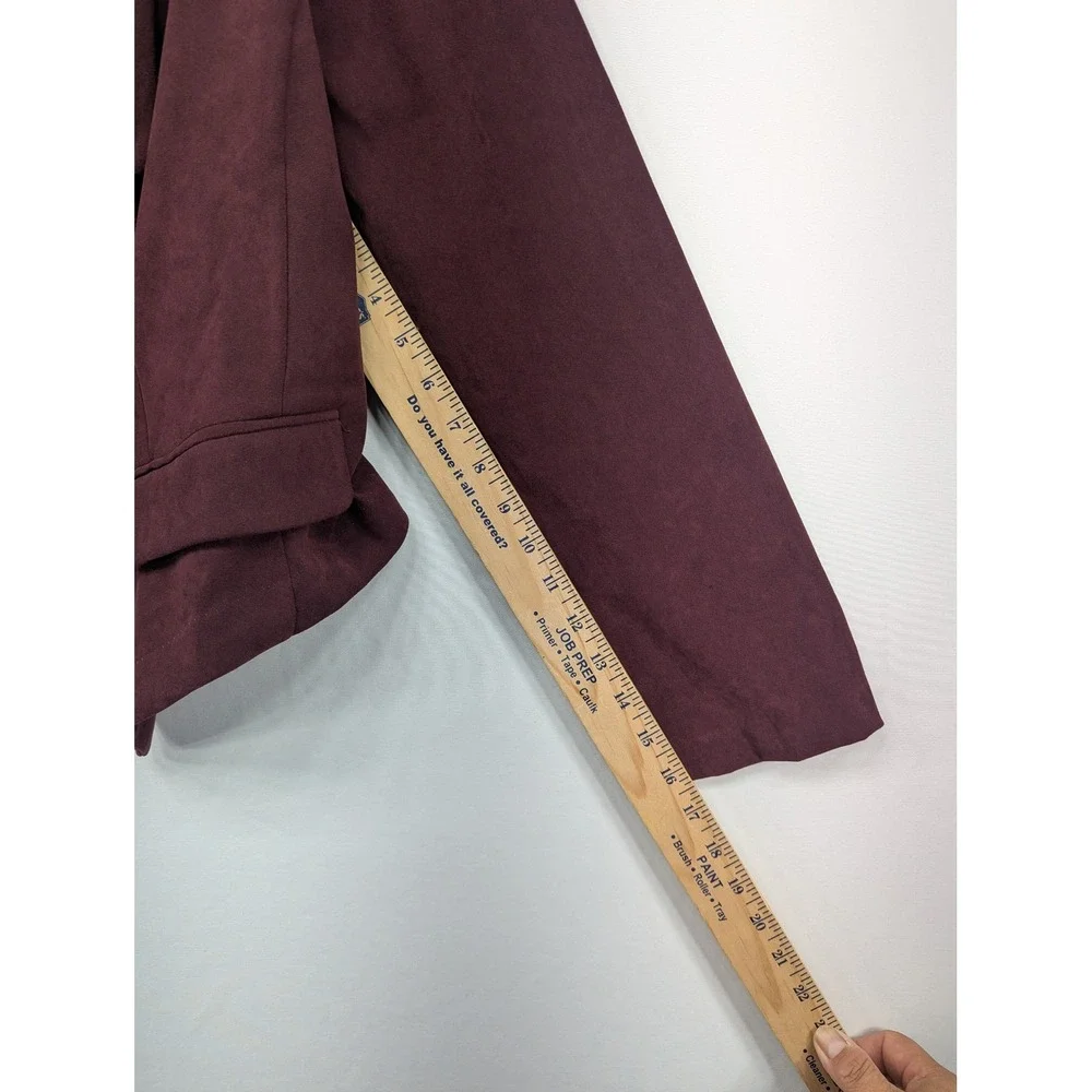 New‎ York Clothing Co Womens 2X Burgundy Faux Suede Ruffle Blazer Jacket